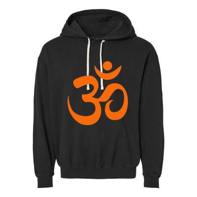 Om Omkar Aum Symbol Orange Graphic Spiritual Yoga Meditation Garment-Dyed Fleece Hoodie