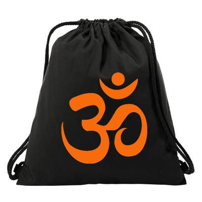 Om Omkar Aum Symbol Orange Graphic Spiritual Yoga Meditation Drawstring Bag