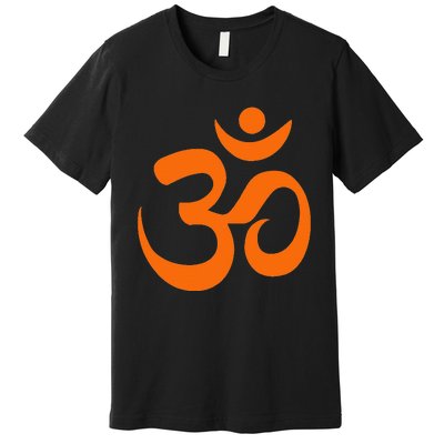 Om Omkar Aum Symbol Orange Graphic Spiritual Yoga Meditation Premium T-Shirt