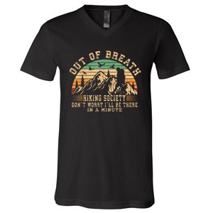 Out Of Breath Hiking Society Hiker Nature Love V-Neck T-Shirt