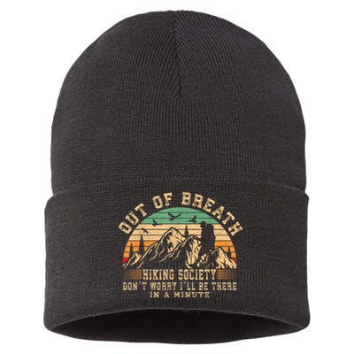 Out Of Breath Hiking Society Hiker Nature Love Sustainable Knit Beanie