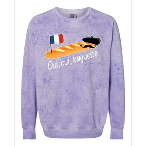 Oui Oui Baguette French Bread France Lover Francophile Colorblast Crewneck Sweatshirt