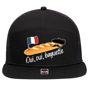 Oui Oui Baguette French Bread France Lover Francophile 7 Panel Mesh Trucker Snapback Hat