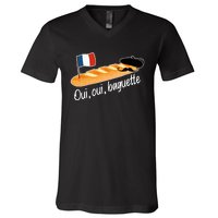 Oui Oui Baguette French Bread France Lover Francophile V-Neck T-Shirt