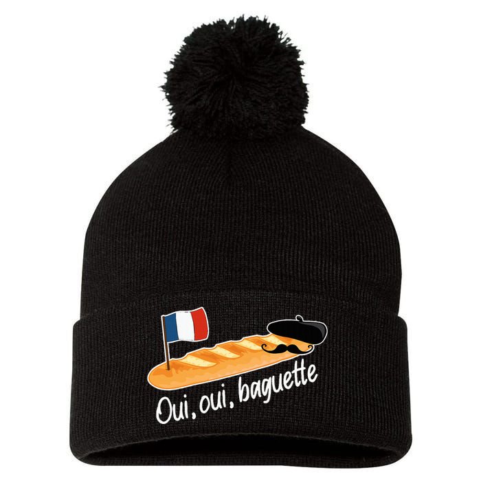 Oui Oui Baguette French Bread France Lover Francophile Pom Pom 12in Knit Beanie