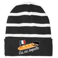 Oui Oui Baguette French Bread France Lover Francophile Striped Beanie with Solid Band