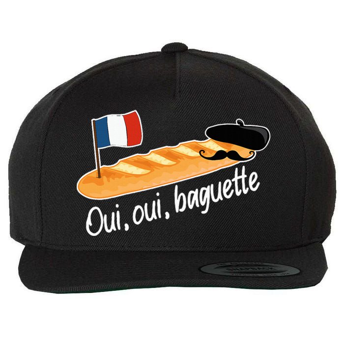 Oui Oui Baguette French Bread France Lover Francophile Wool Snapback Cap