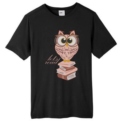 Owl On Books Lets Read Gift Tall Fusion ChromaSoft Performance T-Shirt