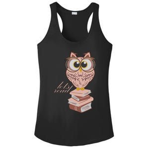 Owl On Books Lets Read Gift Ladies PosiCharge Competitor Racerback Tank