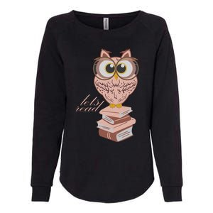 Owl On Books Lets Read Gift Womens California Wash Sweatshirt