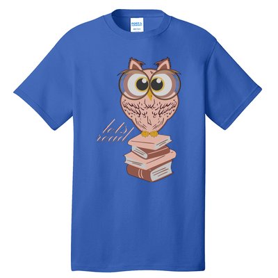 Owl On Books Lets Read Gift Tall T-Shirt