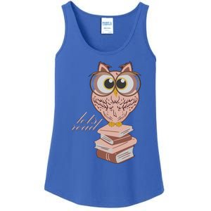 Owl On Books Lets Read Gift Ladies Essential Tank