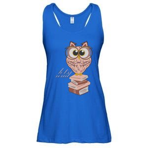 Owl On Books Lets Read Gift Ladies Essential Flowy Tank