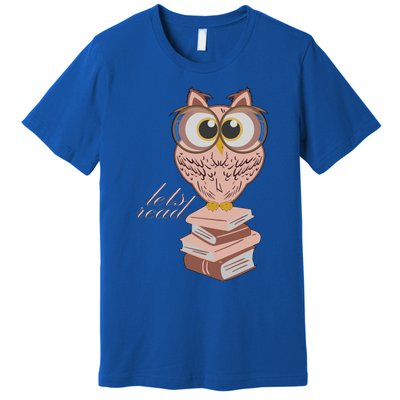 Owl On Books Lets Read Gift Premium T-Shirt