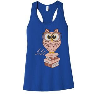 Owl On Books Lets Read Gift Women's Racerback Tank