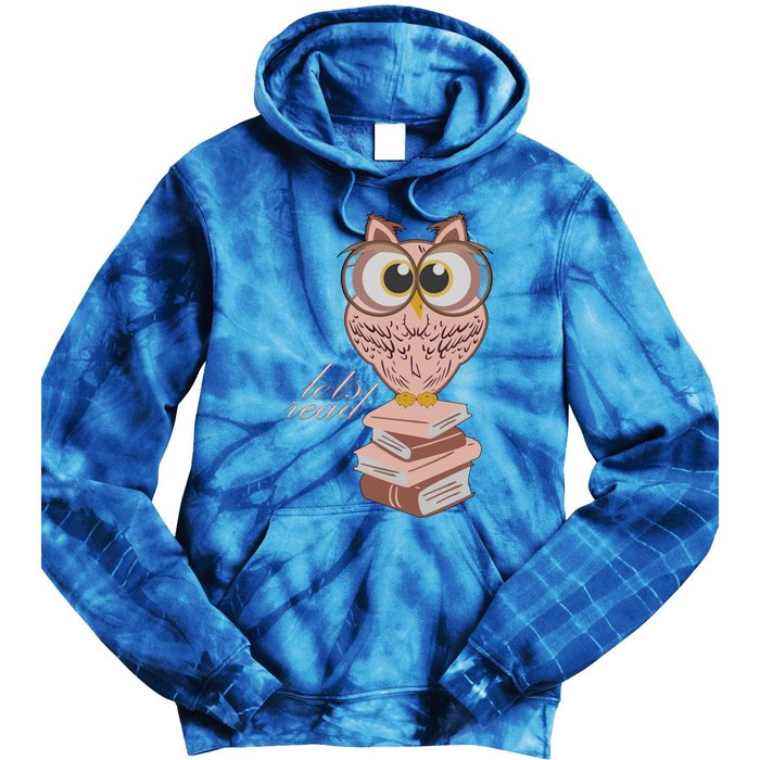 Owl On Books Lets Read Gift Tie Dye Hoodie