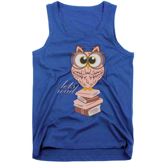 Owl On Books Lets Read Gift Tank Top