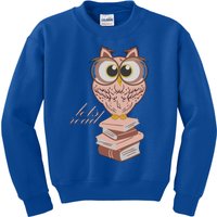 Owl On Books Lets Read Gift Kids Sweatshirt