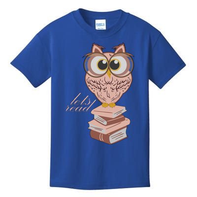 Owl On Books Lets Read Gift Kids T-Shirt