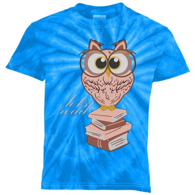 Owl On Books Lets Read Gift Kids Tie-Dye T-Shirt