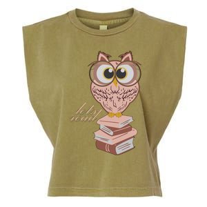 Owl On Books Lets Read Gift Garment-Dyed Women's Muscle Tee