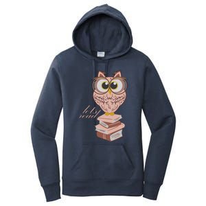 Owl On Books Lets Read Gift Women's Pullover Hoodie