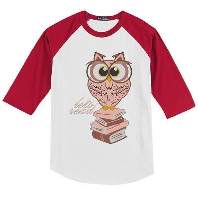 Owl On Books Lets Read Gift Kids Colorblock Raglan Jersey