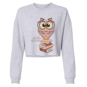 Owl On Books Lets Read Gift Cropped Pullover Crew