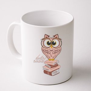 Owl On Books Lets Read Gift Coffee Mug