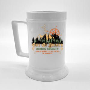 Out Of Breath Hiking Society Gift Mountain Hiking Funny Beer Stein