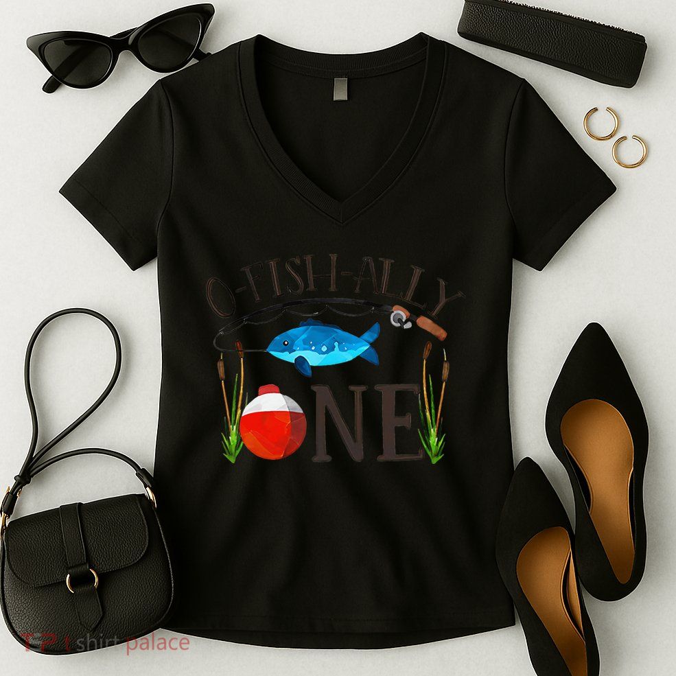 Ofishally ONE Baby O Fish Ally ONE Women's V-Neck T-Shirt