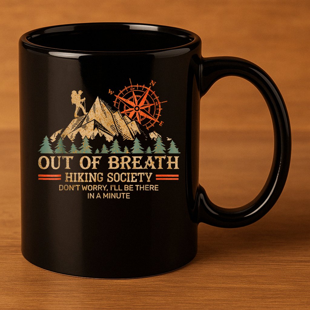 Out Of Breath Hiking Society 11oz C Handle Ceramic Mug
