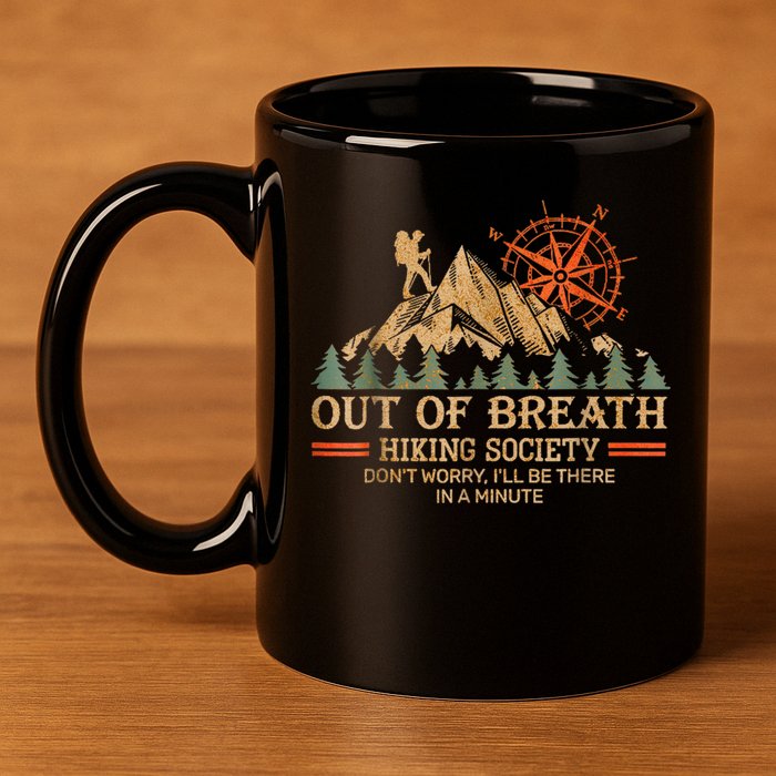 Out Of Breath Hiking Society 11oz C Handle Ceramic Mug