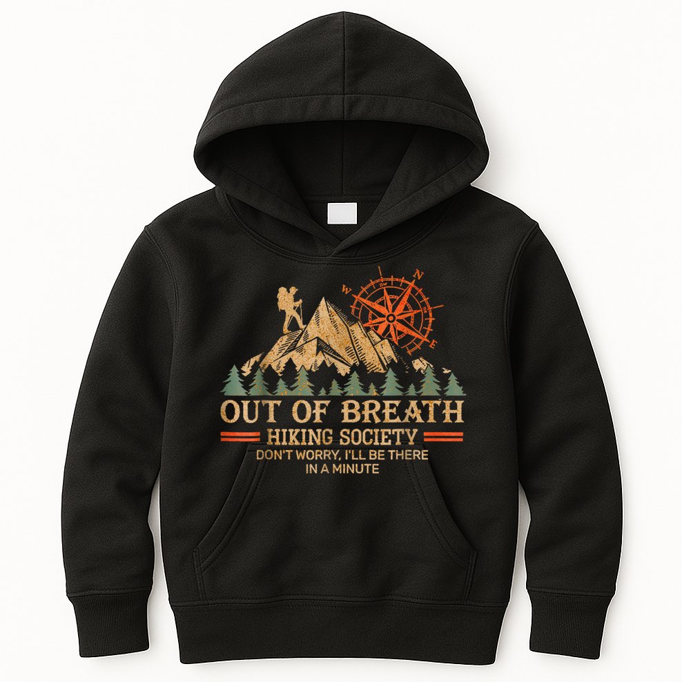 Out Of Breath Hiking Society Kids Hoodie