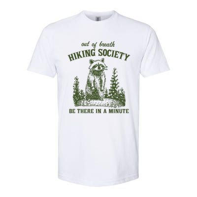 Out Of Breath Hiking Society Raccoon Be There In A Minute Softstyle® CVC T-Shirt