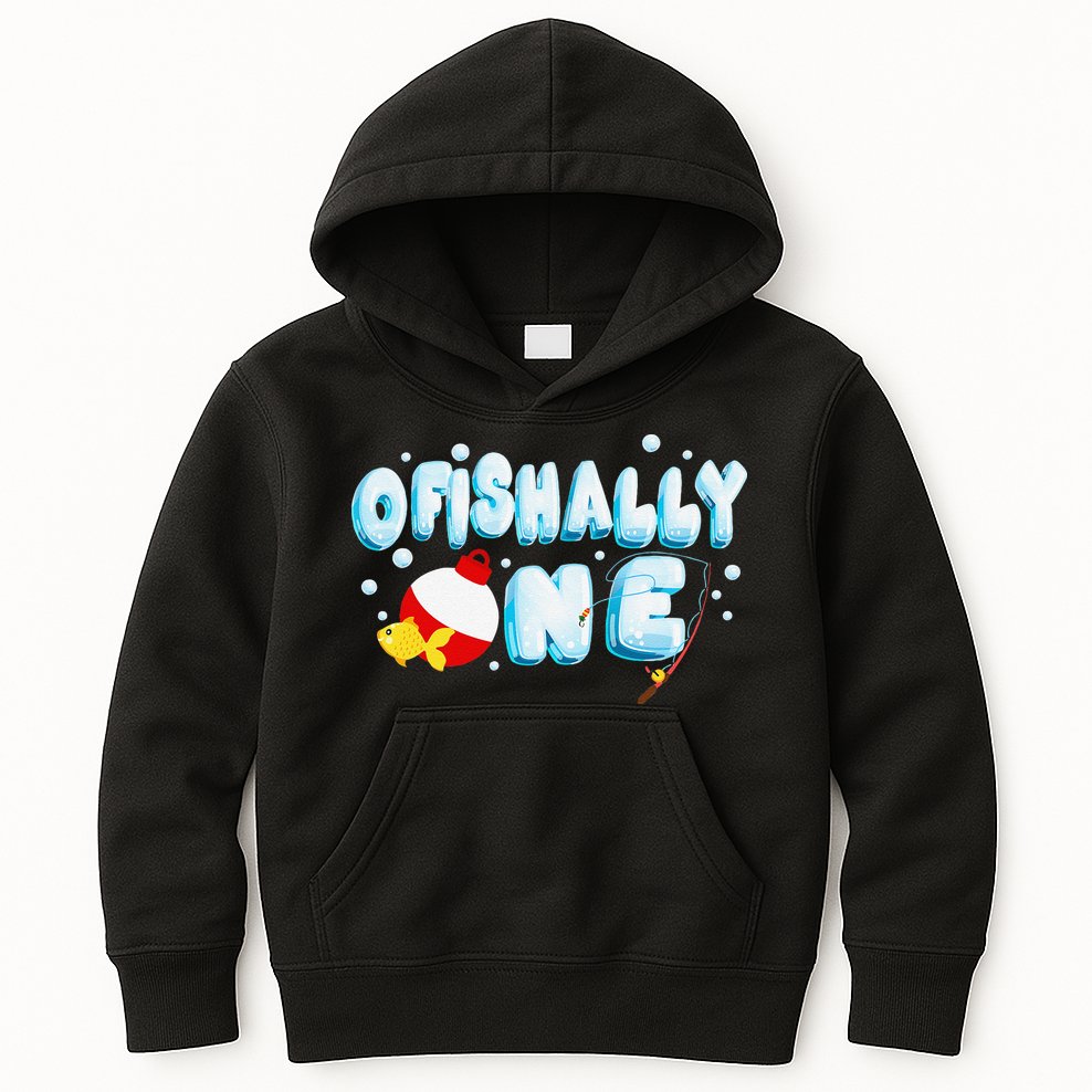 Ofishally One Birthday Outfit For Fish Lover Kids Hoodie