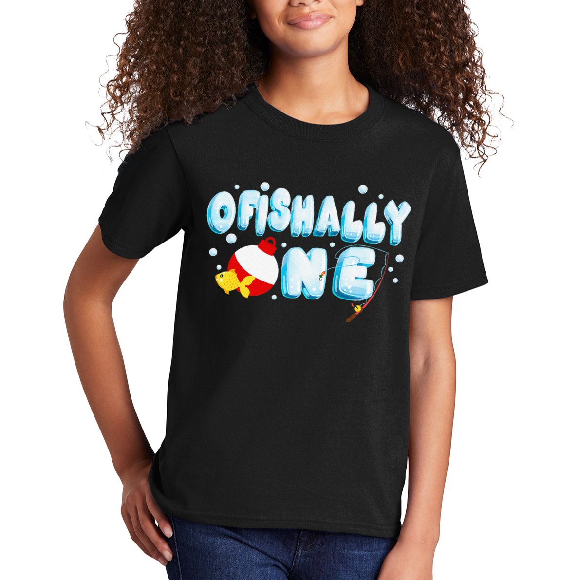 Ofishally One Birthday Outfit For Fish Lover Kids T-Shirt
