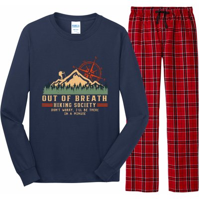 Out Of Breath Hiking Society Funny Mountain Hiker Joke Long Sleeve Pajama Set