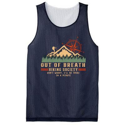 Out Of Breath Hiking Society Funny Mountain Hiker Joke Mesh Reversible Basketball Jersey Tank