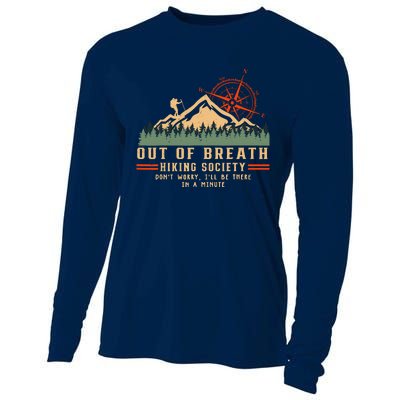 Out Of Breath Hiking Society Funny Mountain Hiker Joke Cooling Performance Long Sleeve Crew