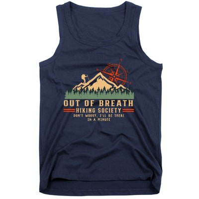 Out Of Breath Hiking Society Funny Mountain Hiker Joke Tank Top