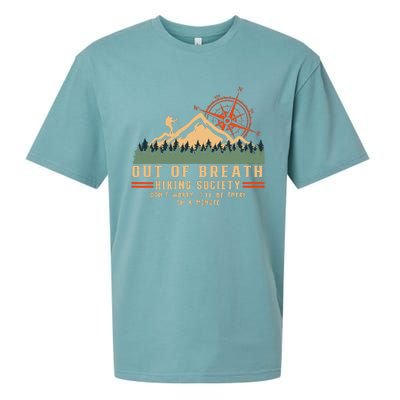 Out Of Breath Hiking Society Funny Mountain Hiker Joke Sueded Cloud Jersey T-Shirt