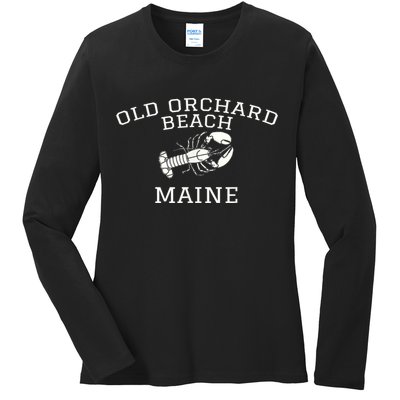 Old Orchard Beach Maine Lobster Ladies Long Sleeve Shirt