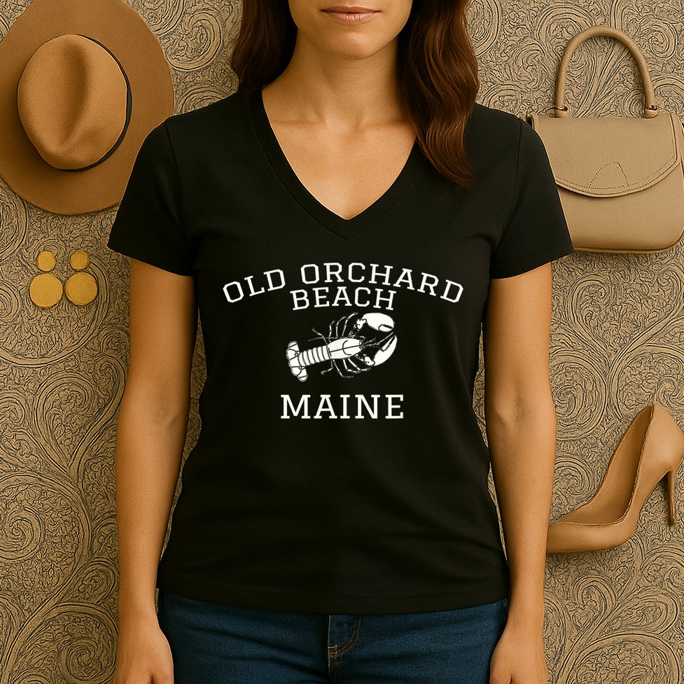 Old Orchard Beach Maine Lobster Women's V-Neck T-Shirt