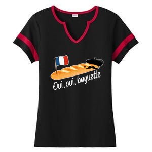 Oui Oui Baguette French Bread France Lover Francophile Ladies Halftime Notch Neck Tee