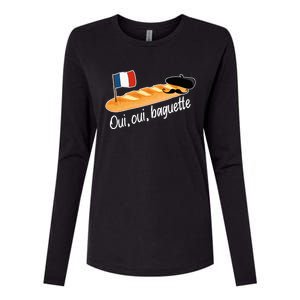 Oui Oui Baguette French Bread France Lover Francophile Womens Cotton Relaxed Long Sleeve T-Shirt