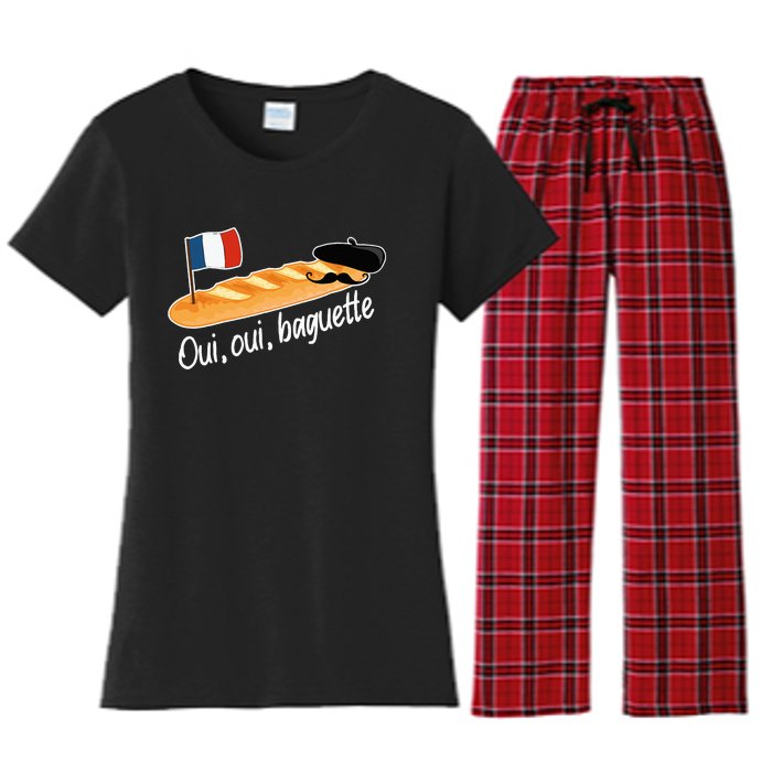 Oui Oui Baguette French Bread France Lover Francophile Women's Flannel Pajama Set