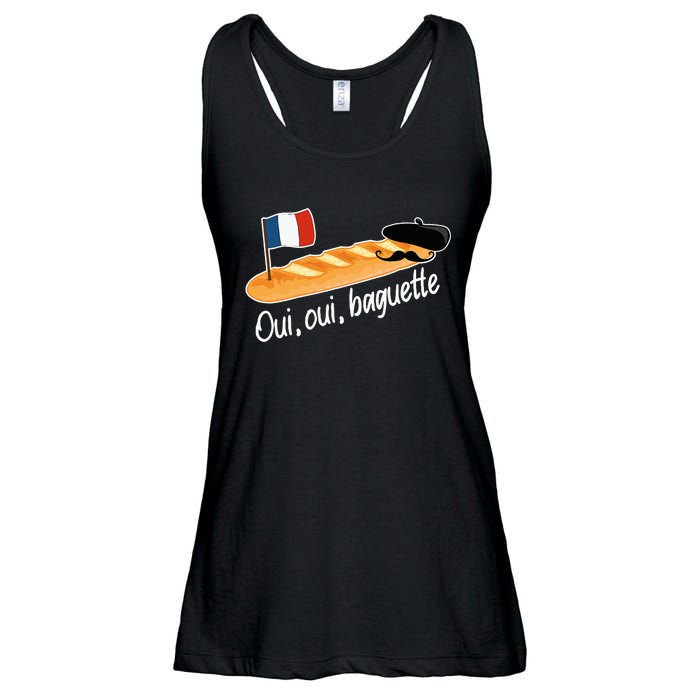 Oui Oui Baguette French Bread France Lover Francophile Ladies Essential Flowy Tank