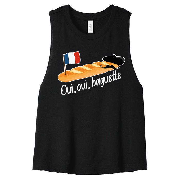 Oui Oui Baguette French Bread France Lover Francophile Women's Racerback Cropped Tank