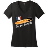 Oui Oui Baguette French Bread France Lover Francophile Women's V-Neck T-Shirt